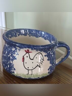 Molly Dallas Blue Spatterware soup mug